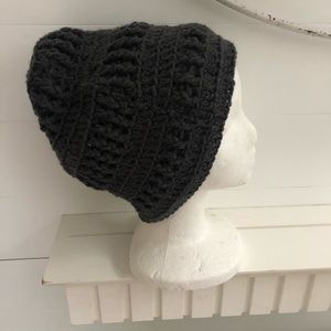 Hat Gray Crocheted Slouch Handmade in the USA